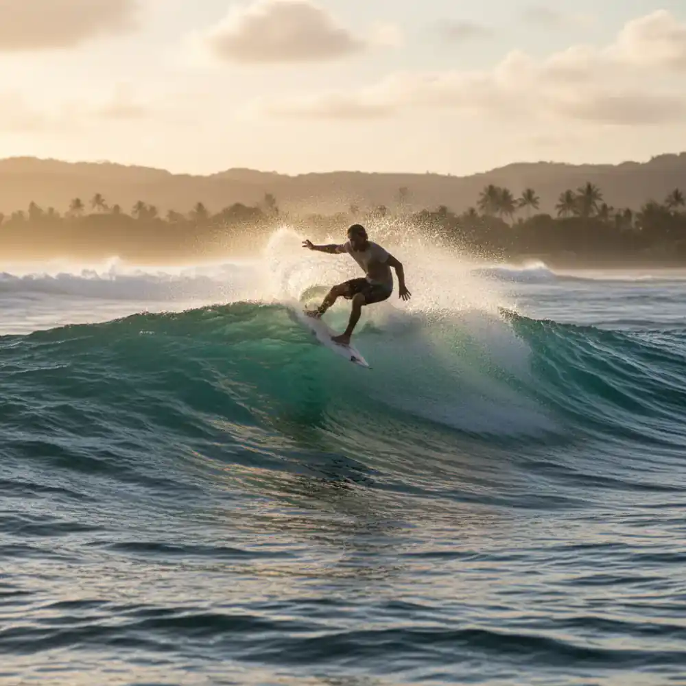 Surfer wrapping a roundhouse cutback