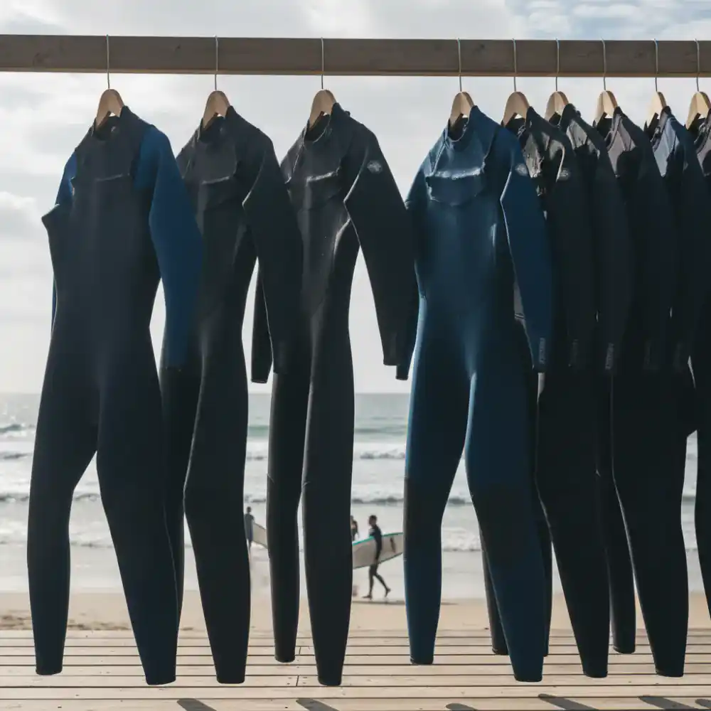 Hanging wetsuits ready for students