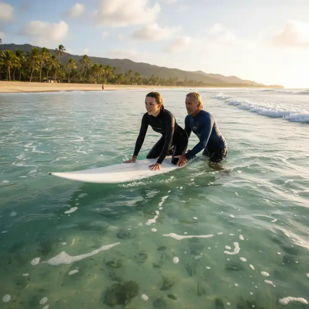 One-on-one surf instruction in the water